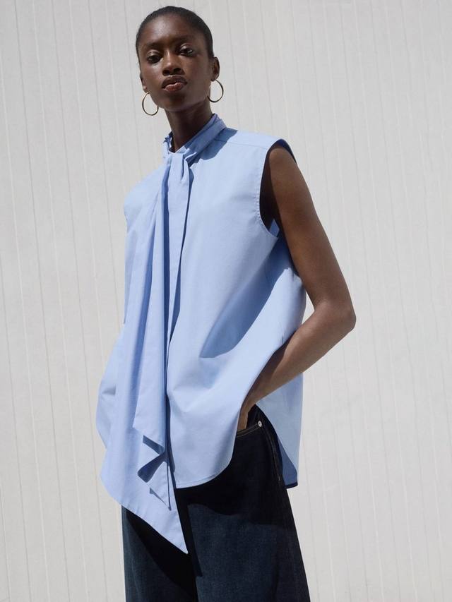 Блузка Bruna из хлопка с завязкой на шее Mango, Medium Blue
Блузка Bruna из хлопка с завязкой на шее Mango, Medium Blue