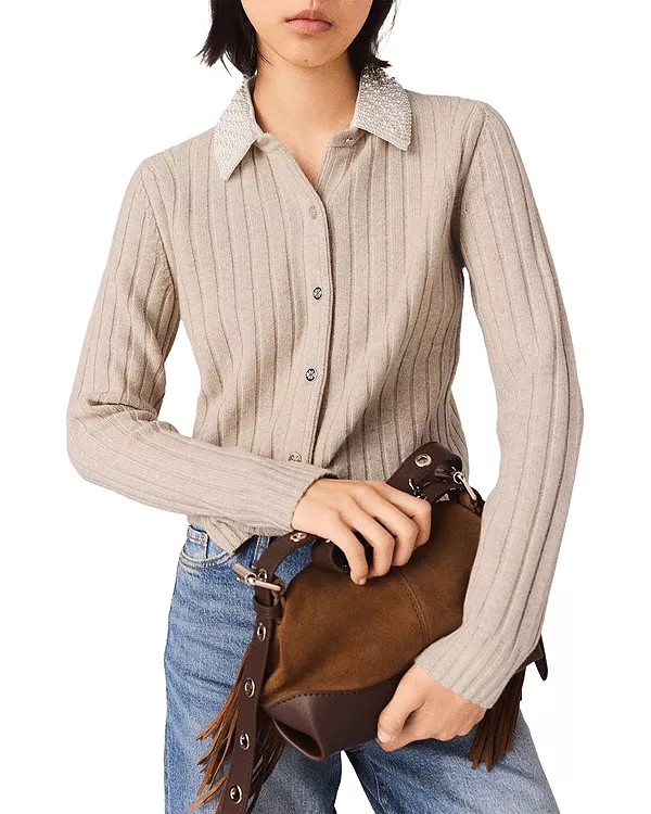 Кардиган со съемным воротником Maje, бежевый
Кардиган со съемным воротником Maje, бежевый