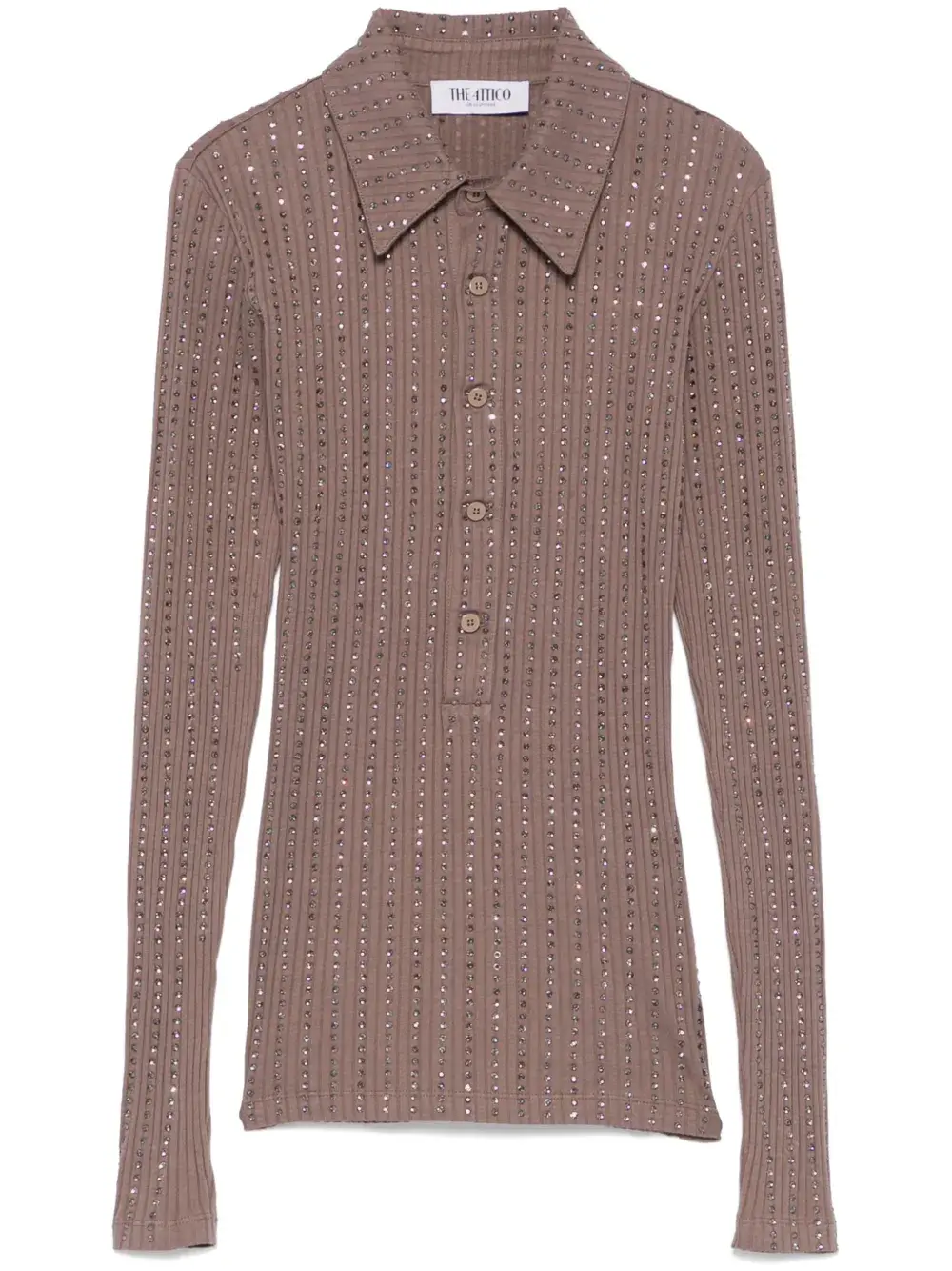 Рубашка поло с кристаллами The Attico, коричневый
Рубашка поло с кристаллами The Attico, коричневый