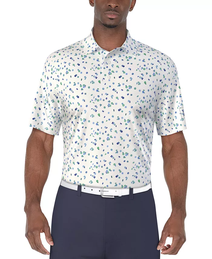 Мужская поло с принтом Umbrella Graphic PGA TOUR, белый 
Мужская поло с принтом Umbrella Graphic PGA TOUR, белый