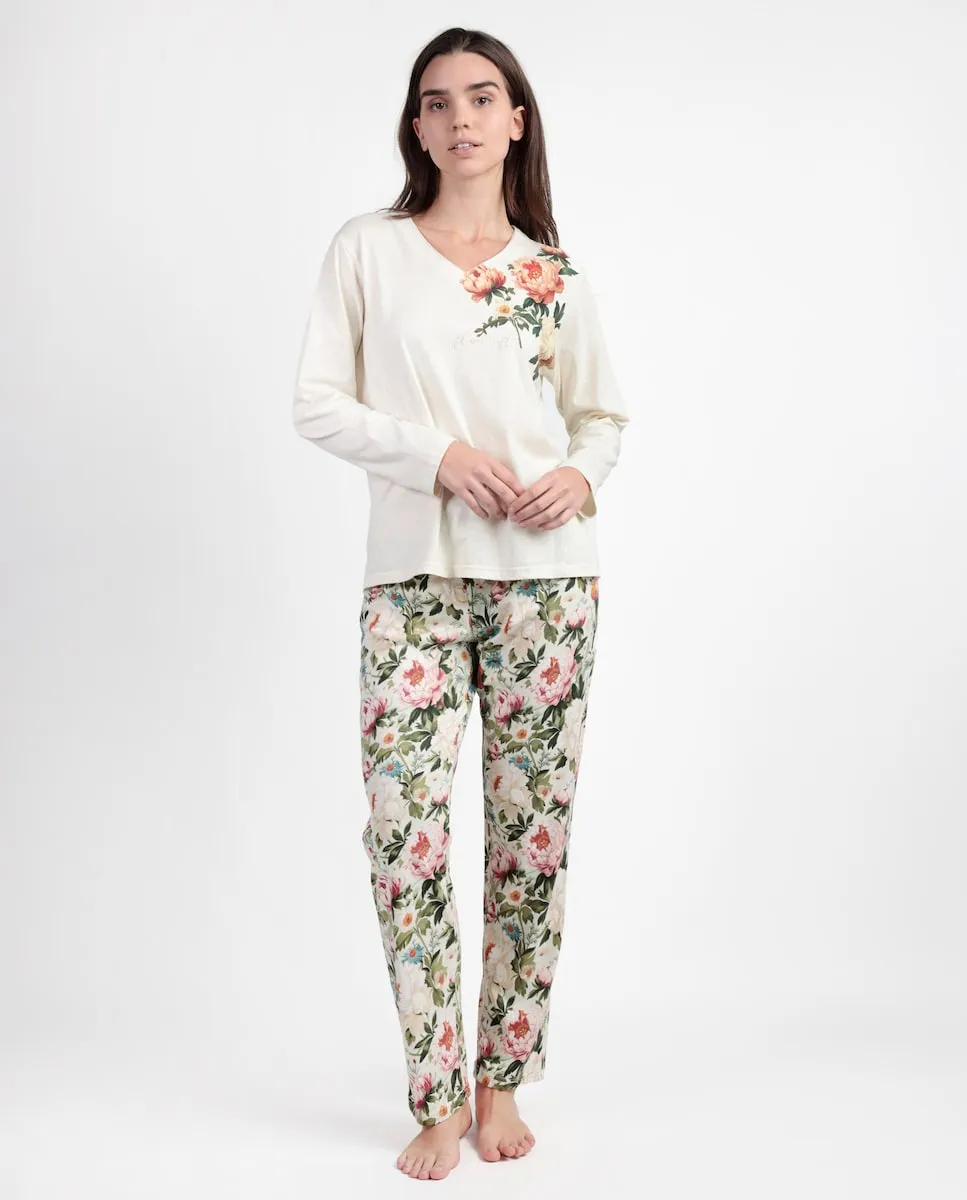 Длинная женская пижама из хлопкового трикотажа каменного цвета Admas
Длинная женская пижама из хлопкового трикотажа каменного цвета Admas