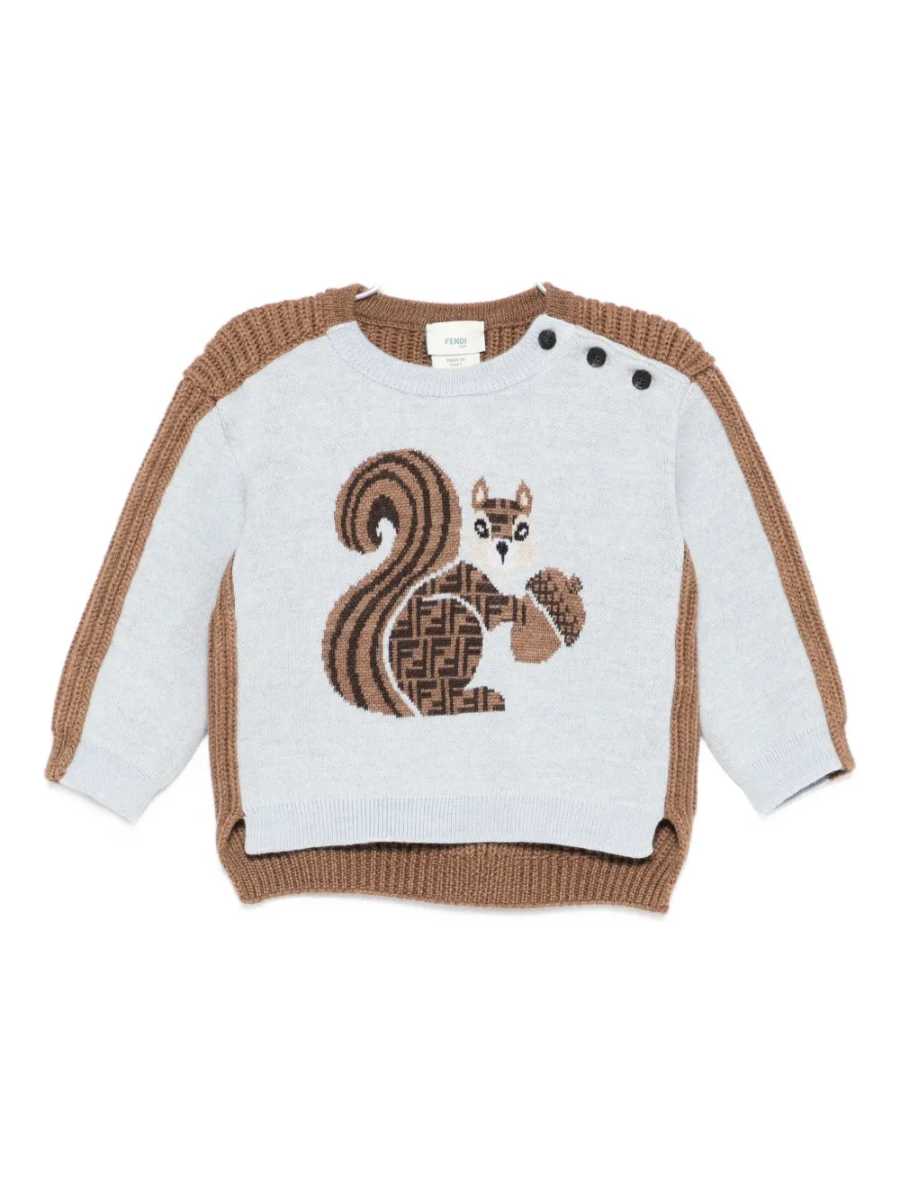 Свитер с аппликацией в виде белки Fendi Kids, коричневый
Свитер с аппликацией в виде белки Fendi Kids, коричневый
