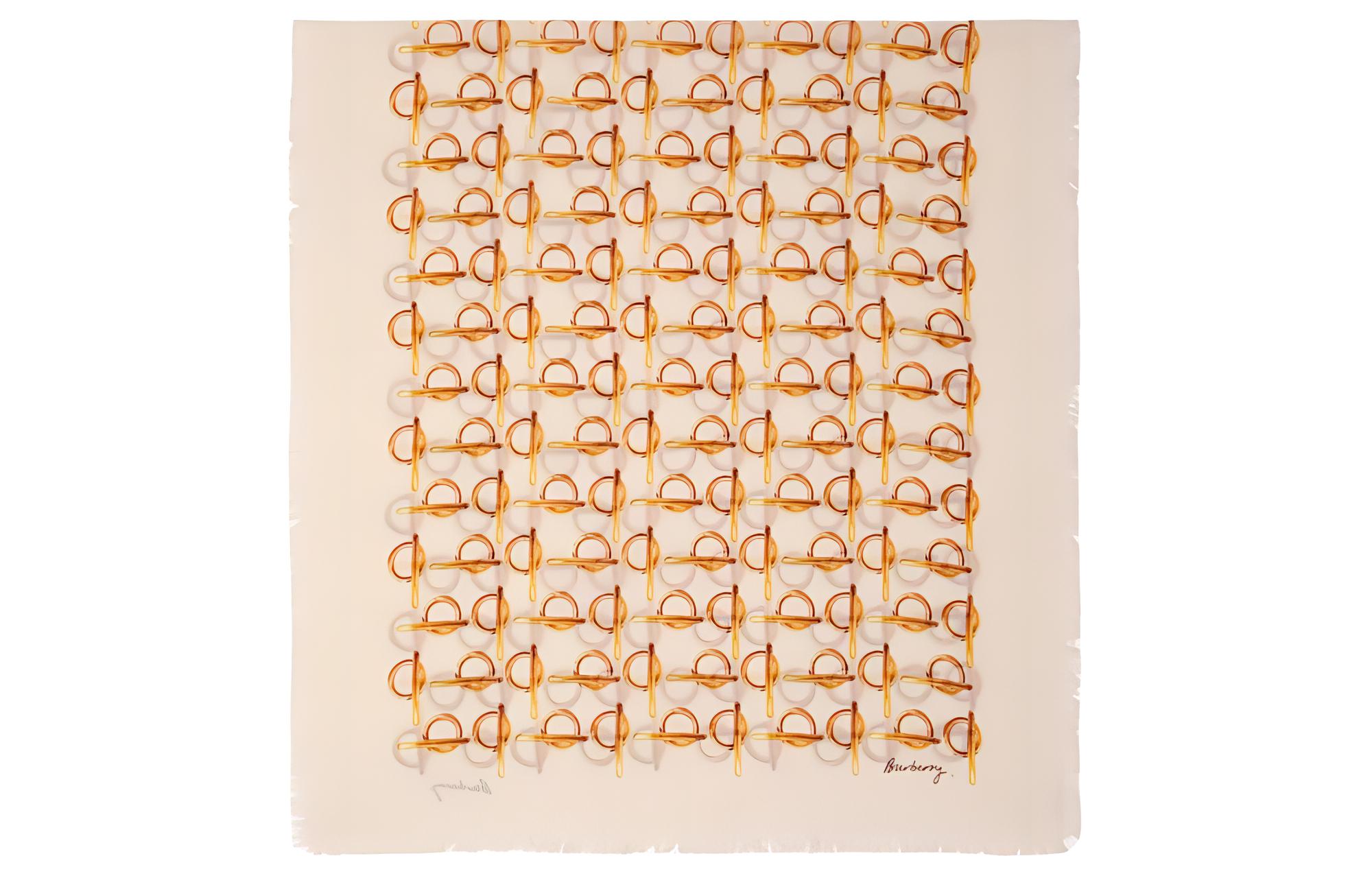 Burberry Расписной шарф с бахромой, Beige 
Burberry Расписной шарф с бахромой, Beige