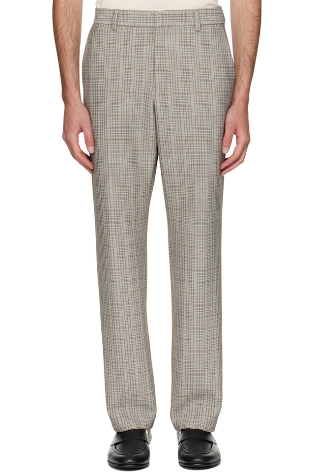 Брюки свободного кроя в клетку из эластичной ткани Boss, бежевый 
Брюки свободного кроя в клетку из эластичной ткани Boss, бежевый