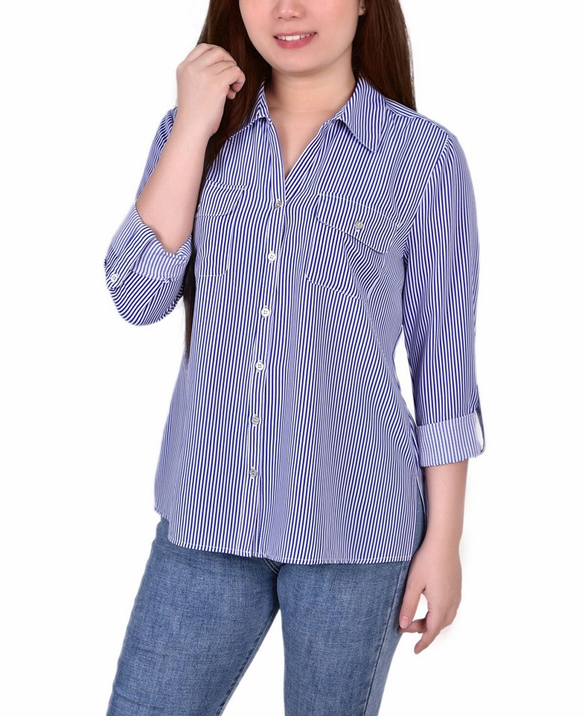 Миниатюрная блузка с отворотами на рукавах 3/4 и воротником-стойкой NY Collection, мульти
Миниатюрная блузка с отворотами на рукавах 3/4 и воротником-стойкой NY Collection, мульти