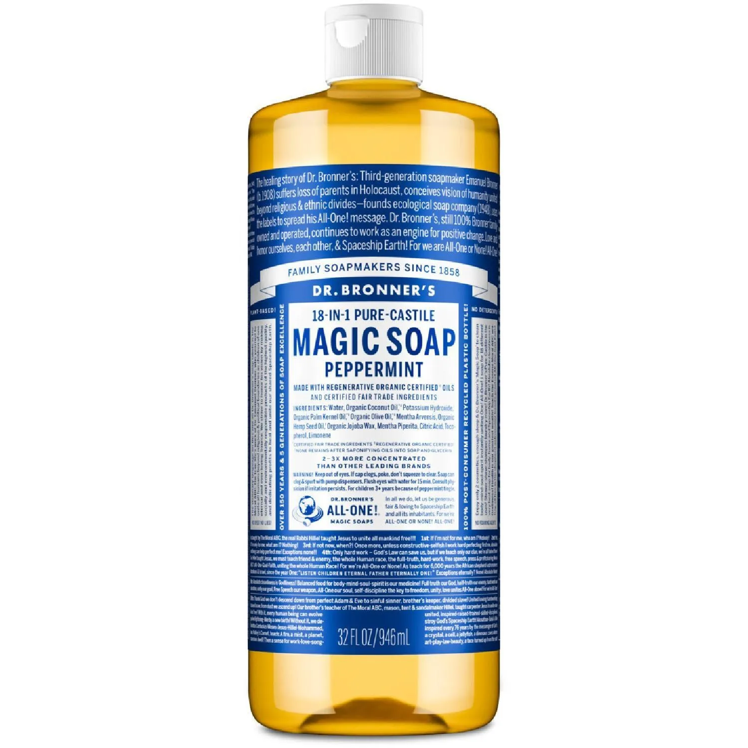 Органическое жидкое мыло Dr. Bronner's, Peppermint
Органическое жидкое мыло Dr. Bronner's, Peppermint