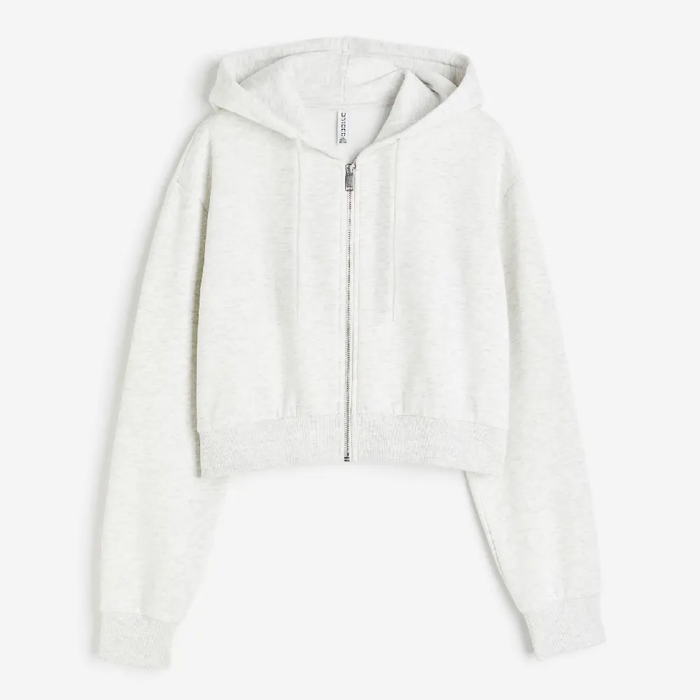 Толстовка H&M Short Hooded Sweatshirt, светло-серый 
Толстовка H&M Short Hooded Sweatshirt, светло-серый