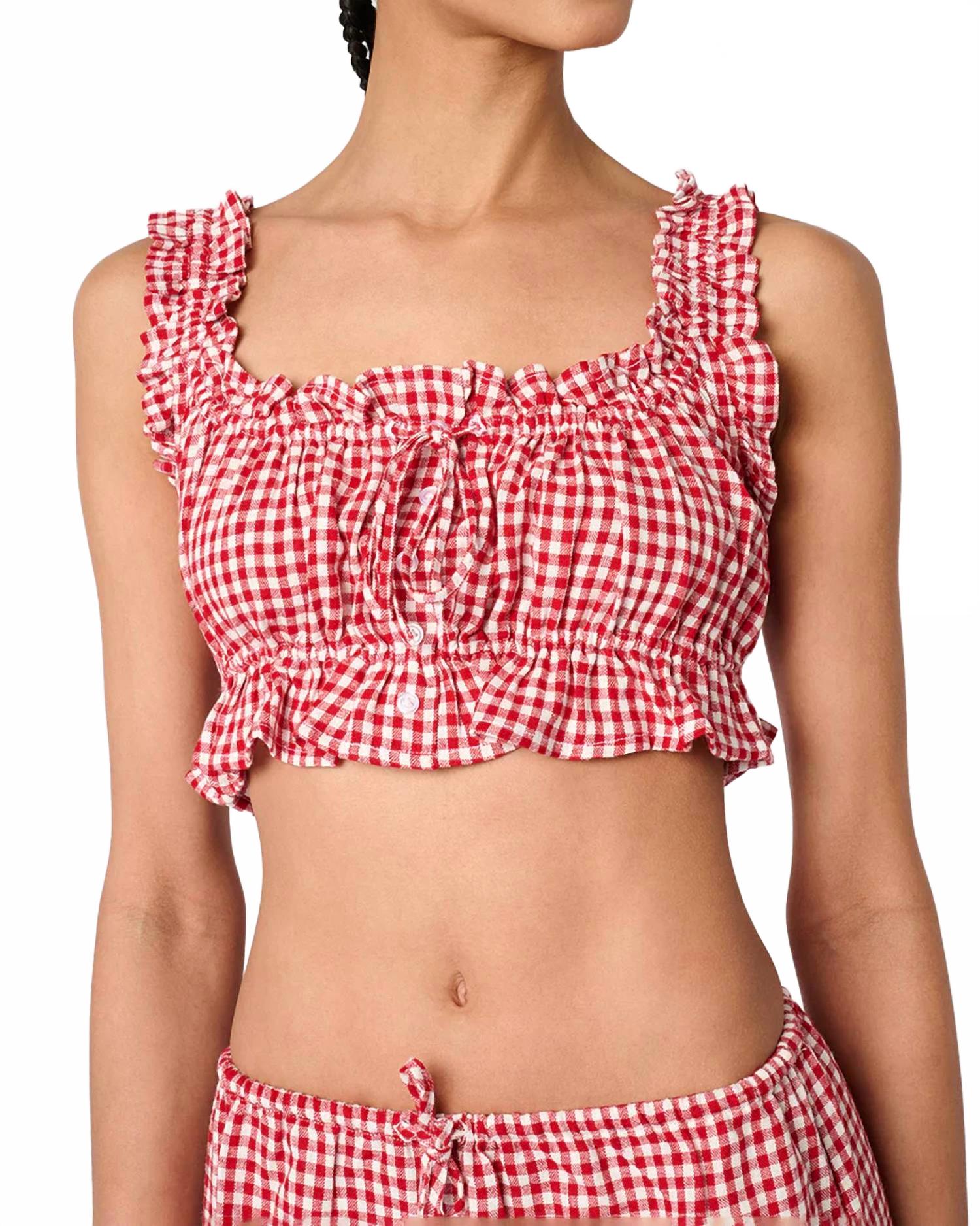 Укороченный топ с рюшами и пуговицами, красный Www, красный
Укороченный топ с рюшами и пуговицами, красный Www, красный