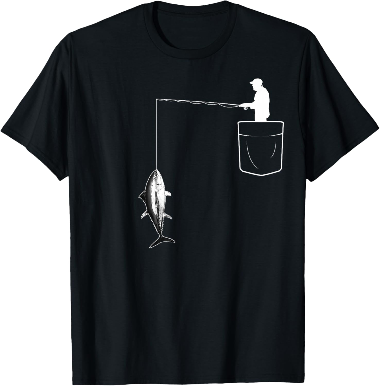 Футболка с изображением рыбака в кармане и надписью Рыбалка на тунца, черная Outdoor
Футболка с изображением рыбака в кармане и надписью Рыбалка на тунца, черная Outdoor