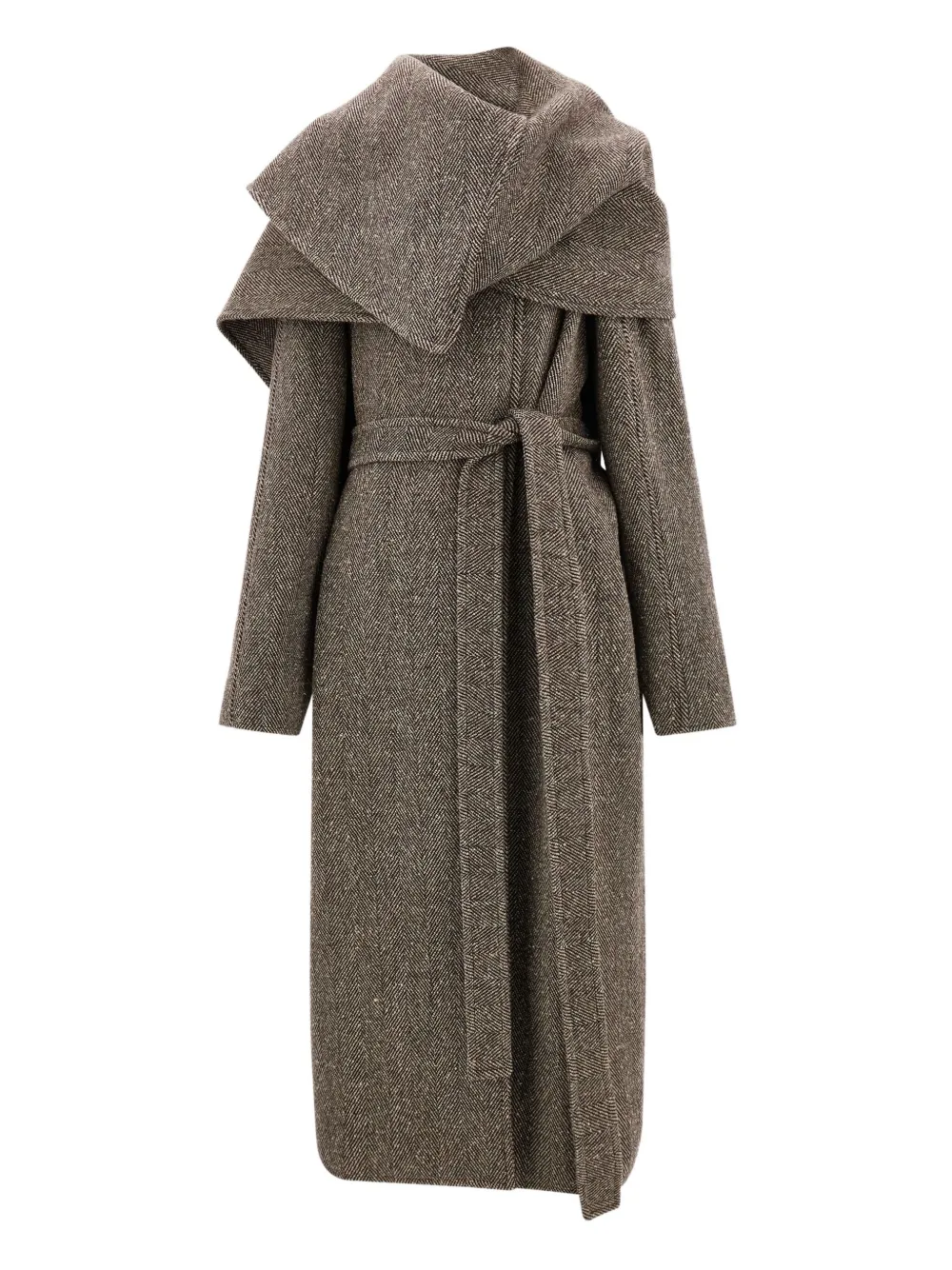 Пальто с поясом и узором в елочку Ferragamo, коричневый
Пальто с поясом и узором в елочку Ferragamo, коричневый