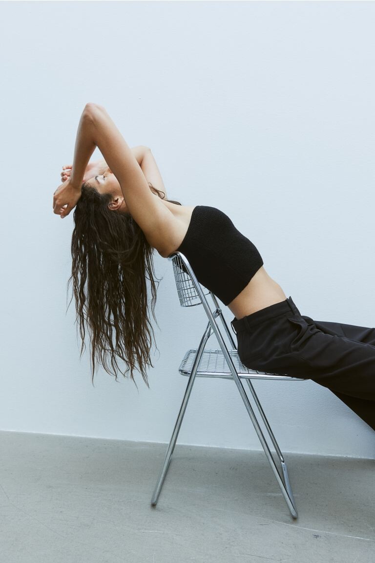 Вязаный топ-труба H&M, черный
Вязаный топ-труба H&M, черный