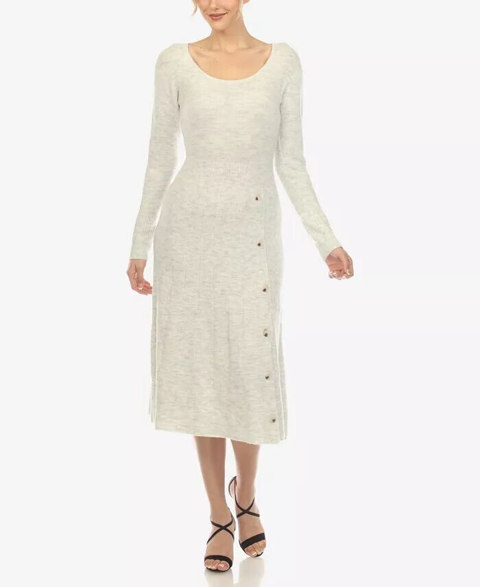 Женское платье-свитер с круглым вырезом и расклешенным воротником White Mark, серый
Женское платье-свитер с круглым вырезом и расклешенным воротником White Mark, серый