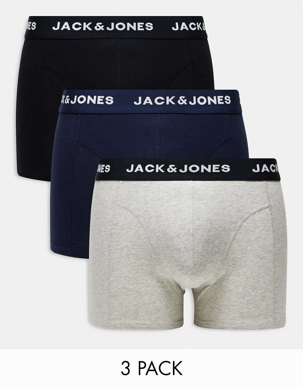 Три пары плавок Jack & Jones разноцветного серого цвета с логотипом на поясе
Три пары плавок Jack & Jones разноцветного серого цвета с логотипом на поясе