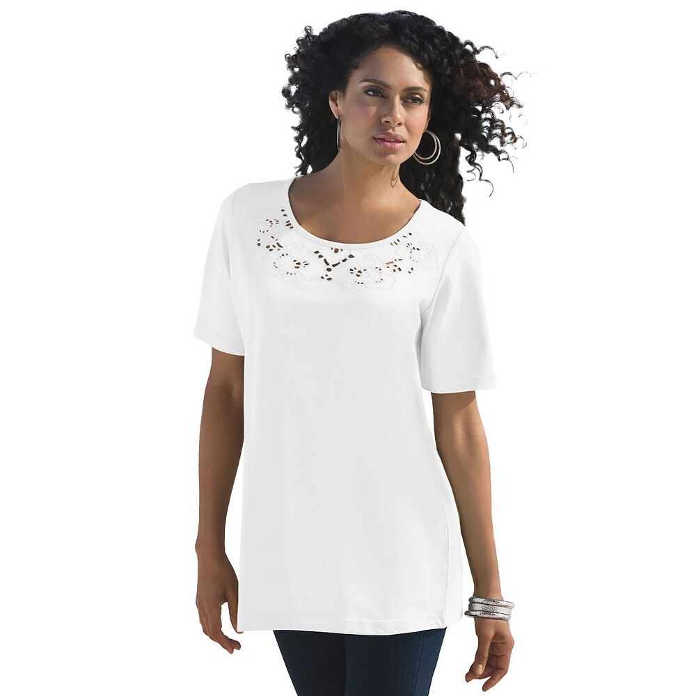 Женская футболка больших размеров Roaman с вырезами и люверсами Roaman's, белый
Женская футболка больших размеров Roaman с вырезами и люверсами Roaman's, белый