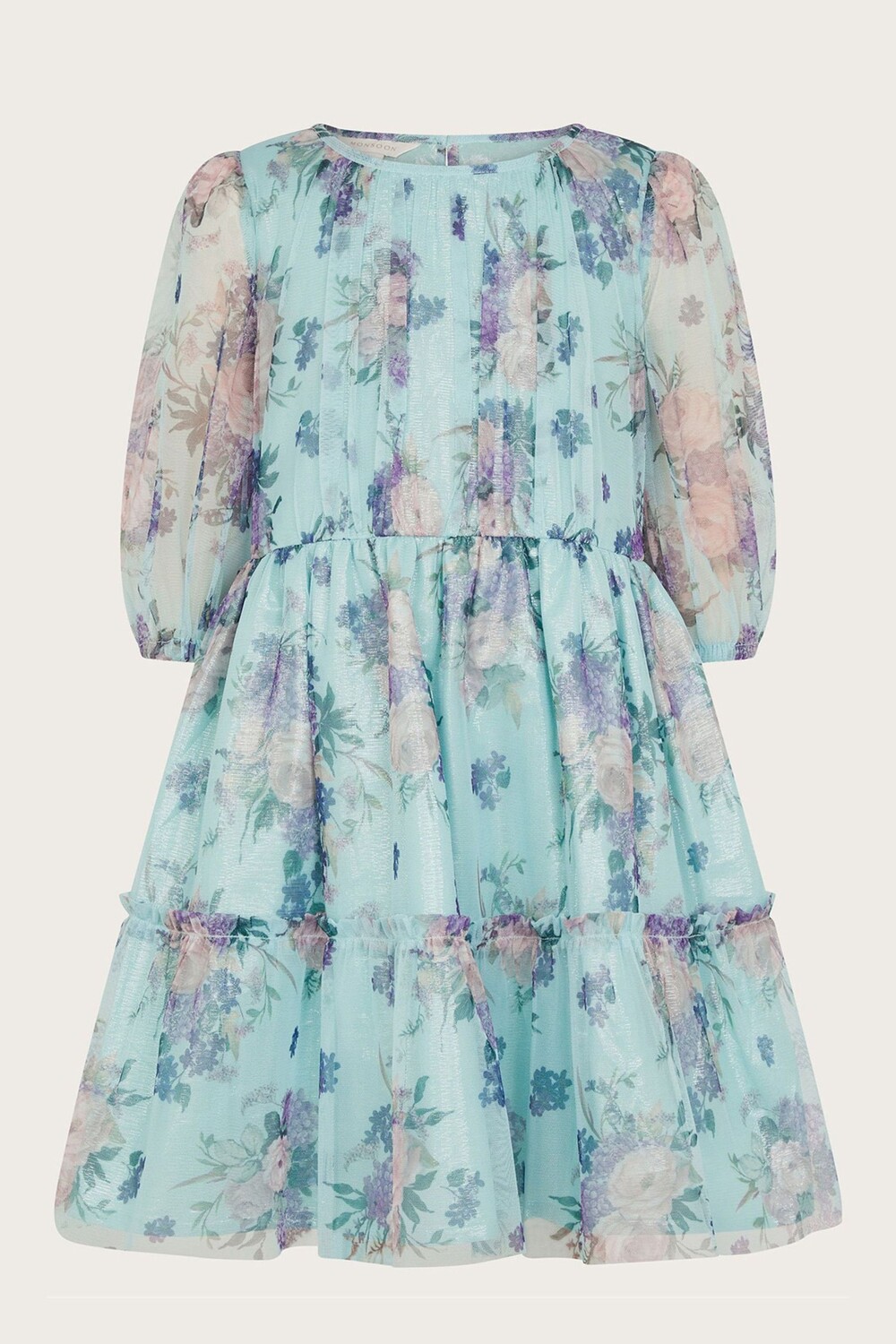 Винтажное сетчатое платье с цветочным принтом Monsoon, синий 
Винтажное сетчатое платье с цветочным принтом Monsoon, синий