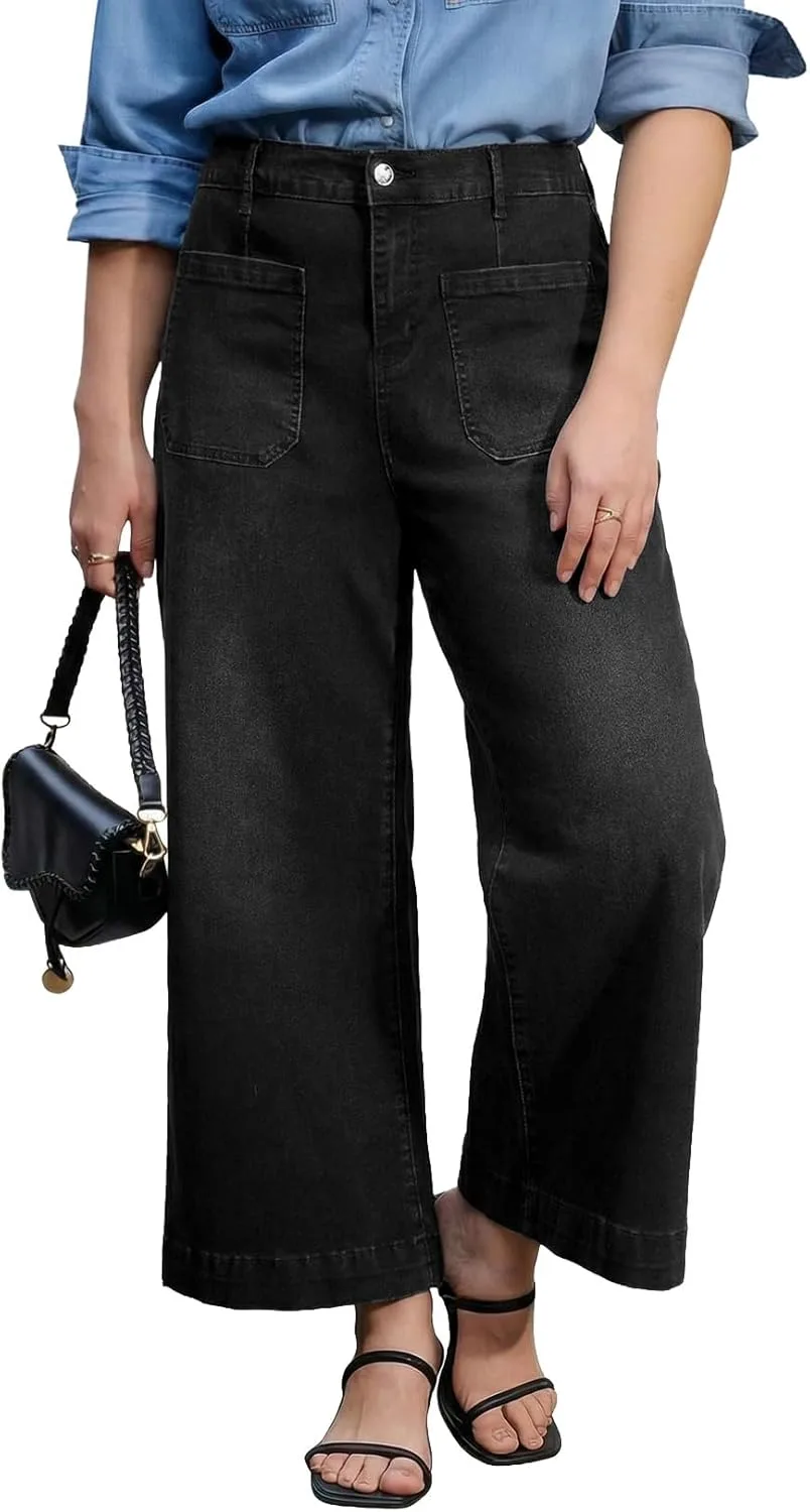Eytino Plus Size джинсы для женщин с формами, высокие, широкие, прямые, с карманами (1X-5X)
Eytino Plus Size джинсы для женщин с формами, высокие, широкие, прямые, с карманами (1X-5X)