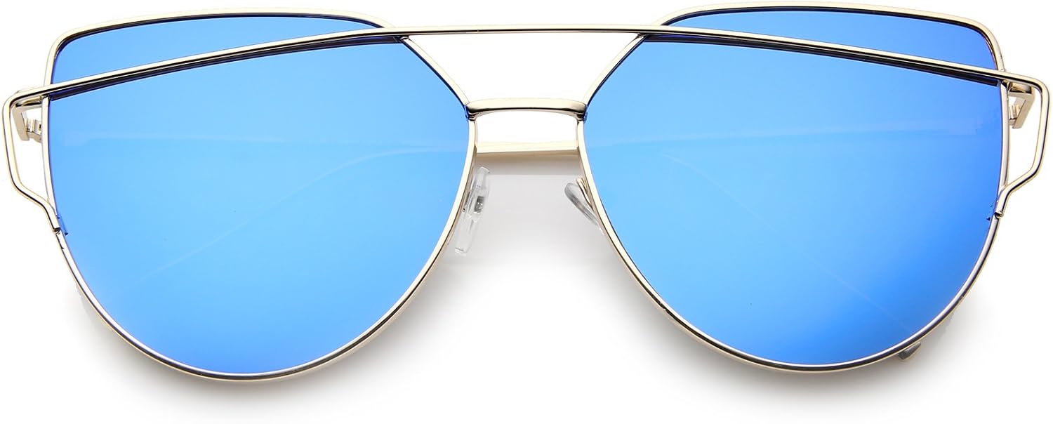 Солнцезащитные очки-авиаторы zeroUV с увеличенной металлической оправой, тонкими дужками и цветными зеркальными плоскими линзами, диаметр линз 62 мм, Gold / Blue Mirror
Солнцезащитные очки-авиаторы zeroUV с увеличенной металлической оправой, тонкими дужками и цветными зеркальными плоскими линзами, диаметр линз 62 мм, Gold / Blue Mirror