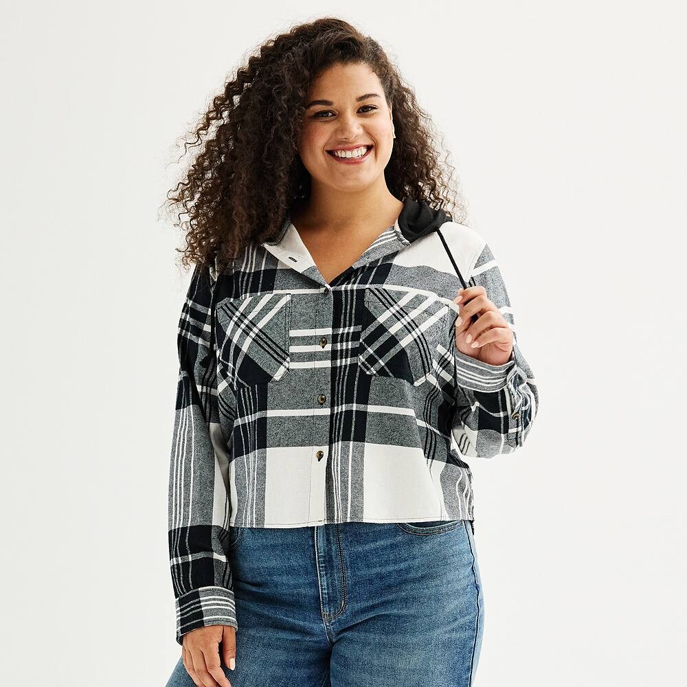 Укороченная рубашка SO с капюшоном для юниоров больших размеров, цвет Black White Plaid
Укороченная рубашка SO с капюшоном для юниоров больших размеров, цвет Black White Plaid