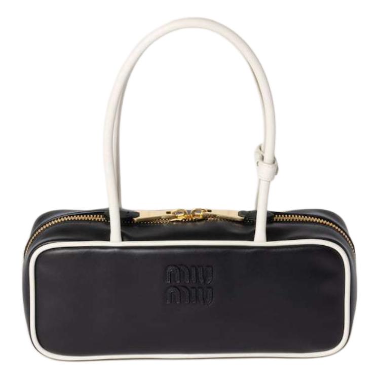 MIU MIU Кожаная женская сумка через плечо черно-белая
MIU MIU Кожаная женская сумка через плечо черно-белая