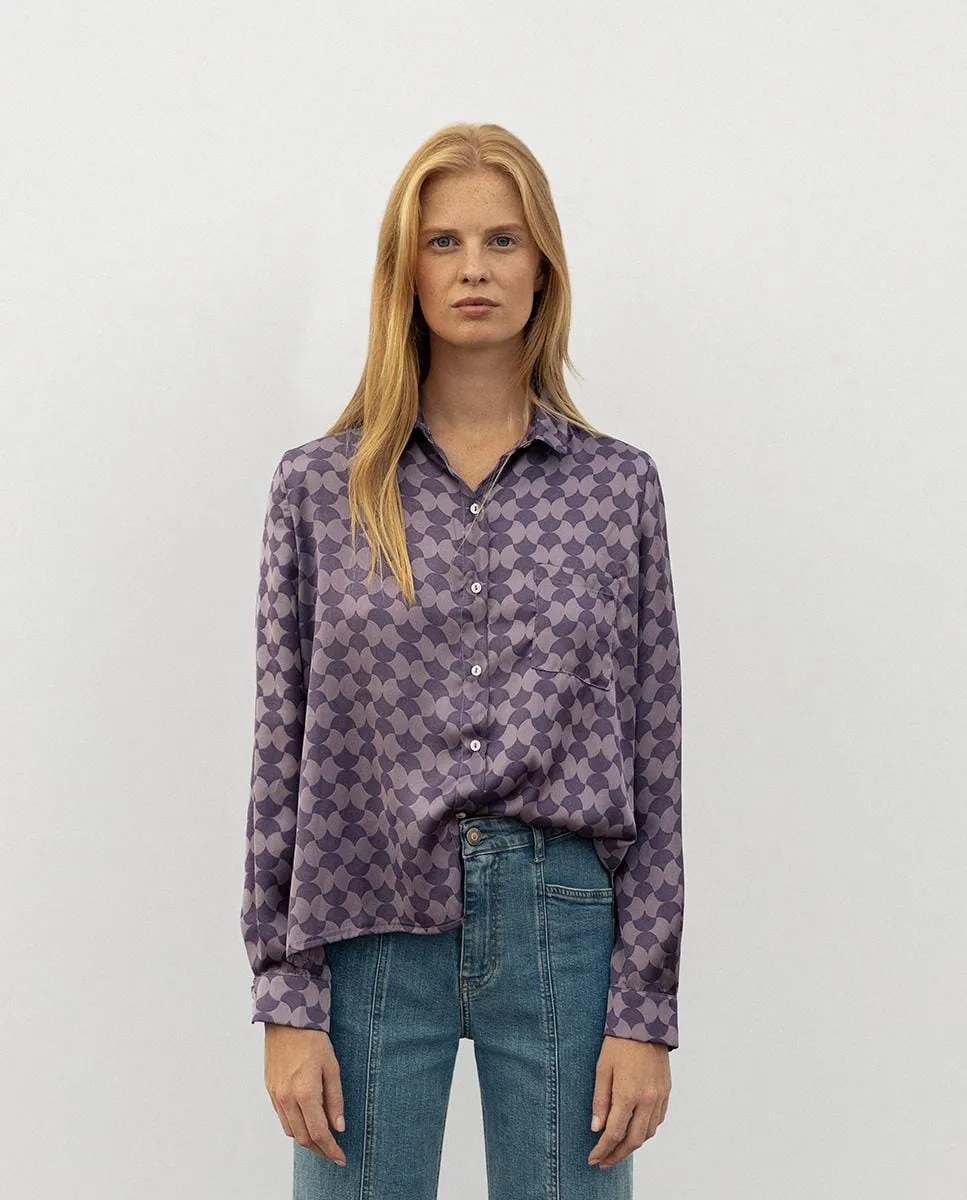 Женская рубашка с принтом и накладным карманом спереди Noon, фиолетовый
Женская рубашка с принтом и накладным карманом спереди Noon, фиолетовый