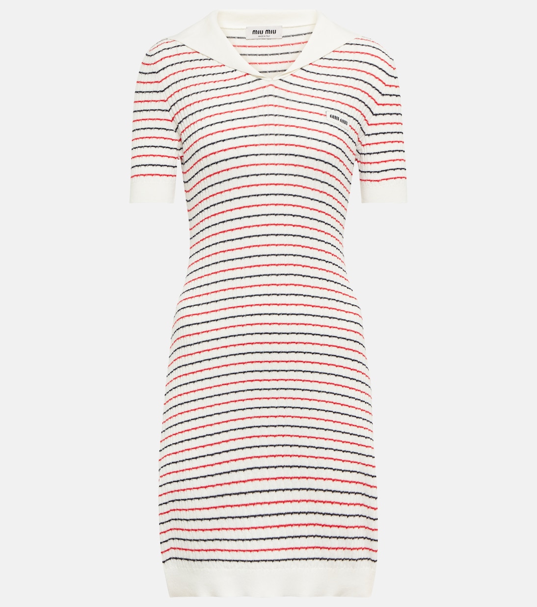 Мини-платье из полосатого хлопка Miu Miu, Bianco 
Мини-платье из полосатого хлопка Miu Miu, Bianco