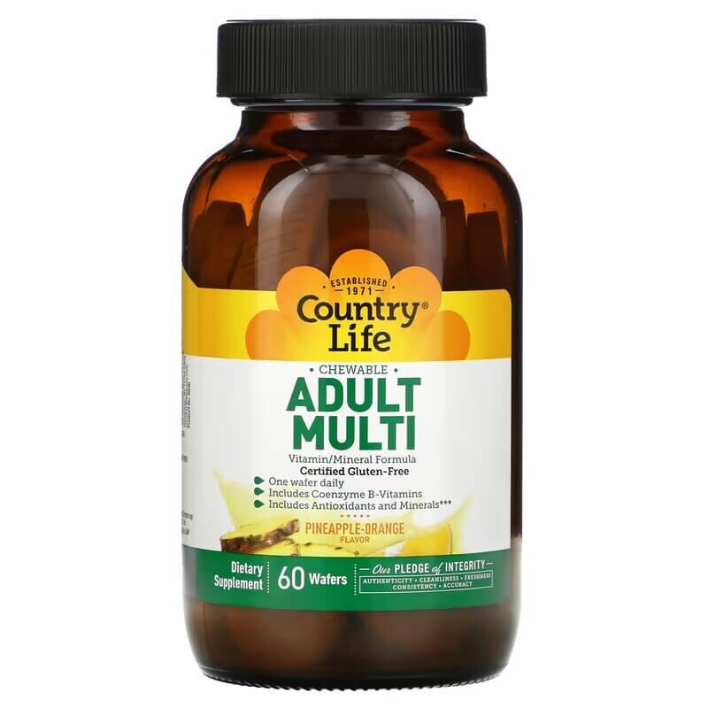 Мультивитамины для взрослых Country Life, 60 конфет
Мультивитамины для взрослых Country Life, 60 конфет