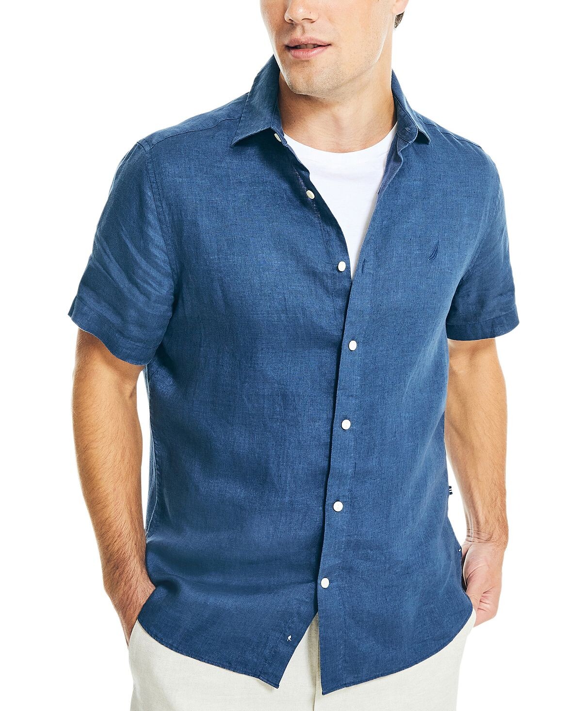 Мужская однотонная льняная рубашка классического кроя с короткими рукавами Nautica, мульти
Мужская однотонная льняная рубашка классического кроя с короткими рукавами Nautica, мульти