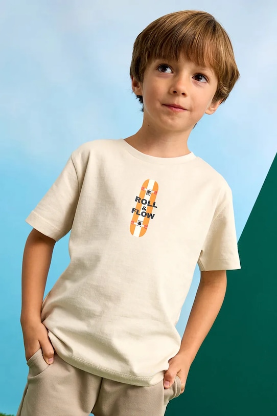 Детская хлопковая футболка Mayoral, бежевый 
Детская хлопковая футболка Mayoral, бежевый