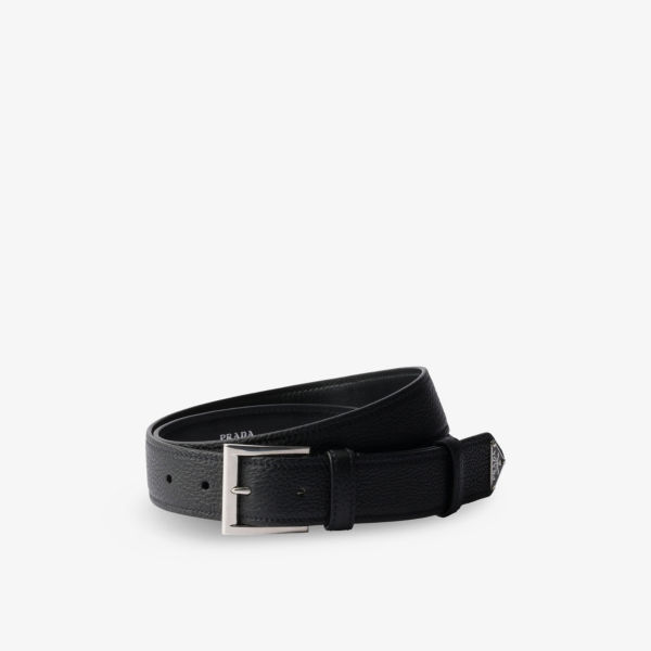 Ремень кожаный Prada с брендовой пластиной, черный
Ремень кожаный Prada с брендовой пластиной, черный