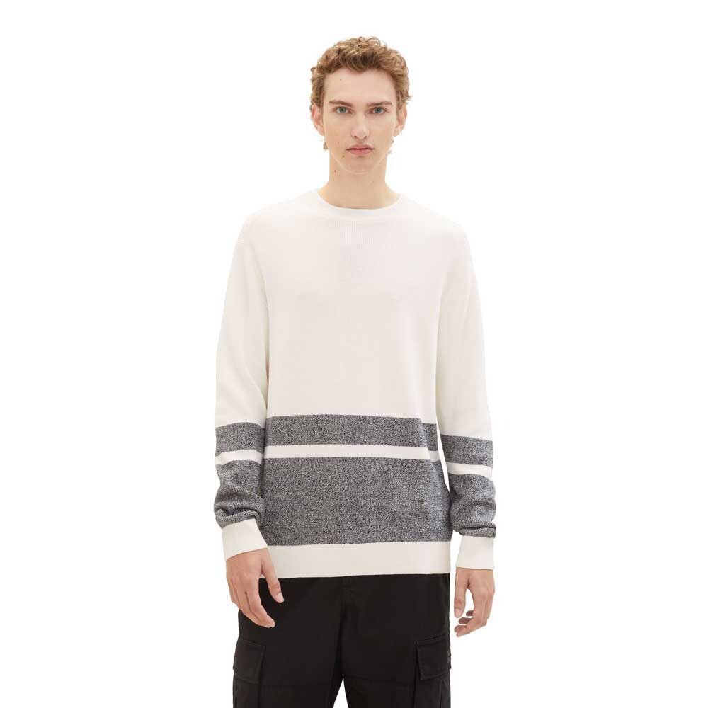 Свитер Tom Tailor 1040030 Colorblock Knit Crew Neck, белый 
Свитер Tom Tailor 1040030 Colorblock Knit Crew Neck, белый