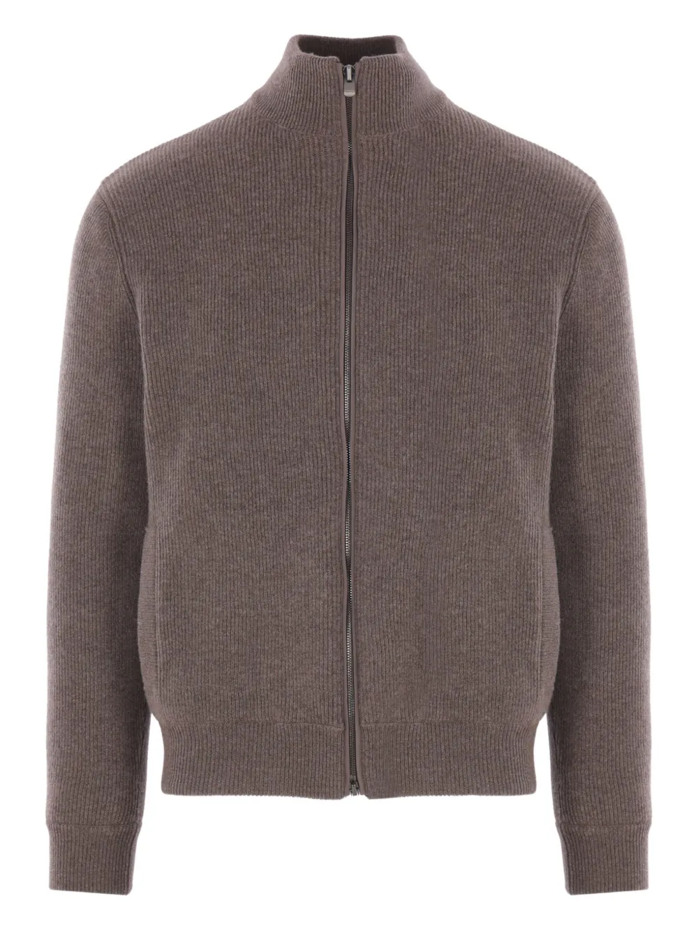 Кардиган с высоким воротом, молнией спереди и рубчатой вязкой Agnona, коричневый
Кардиган с высоким воротом, молнией спереди и рубчатой вязкой Agnona, коричневый