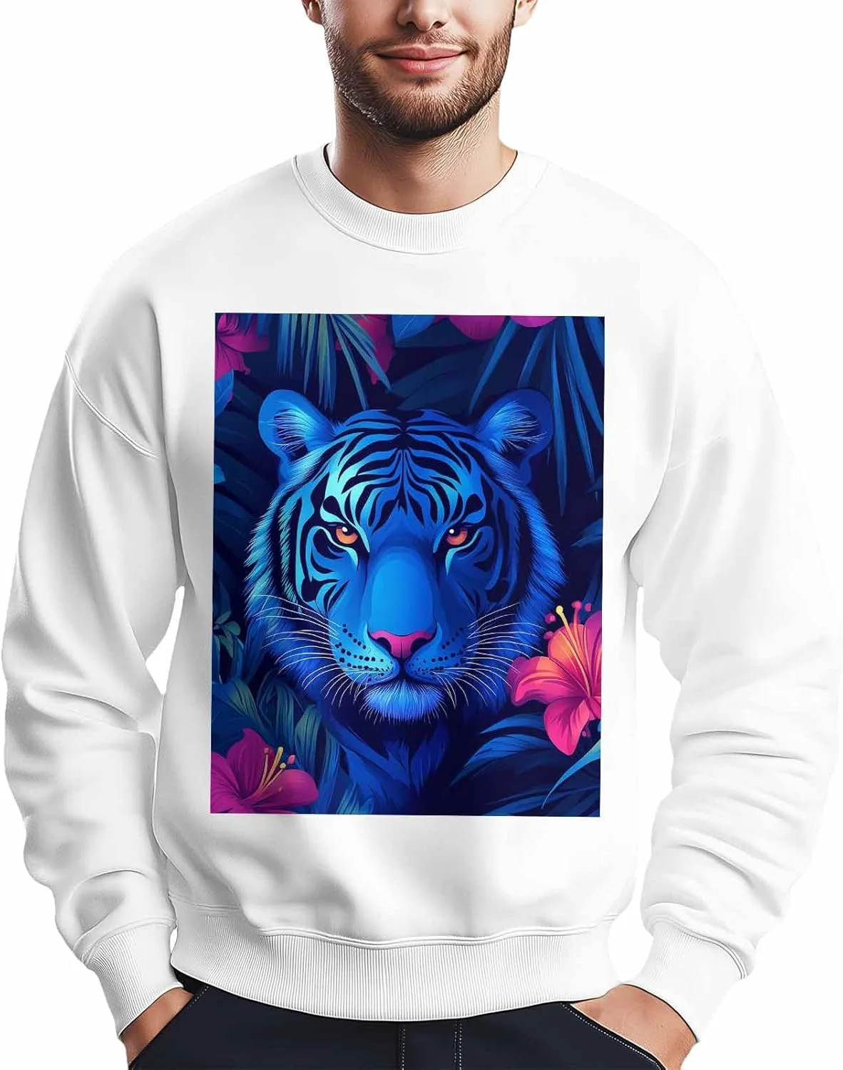 Мужской свитшот с принтом тигра и красных цветов Winvebermior
Мужской свитшот с принтом тигра и красных цветов Winvebermior