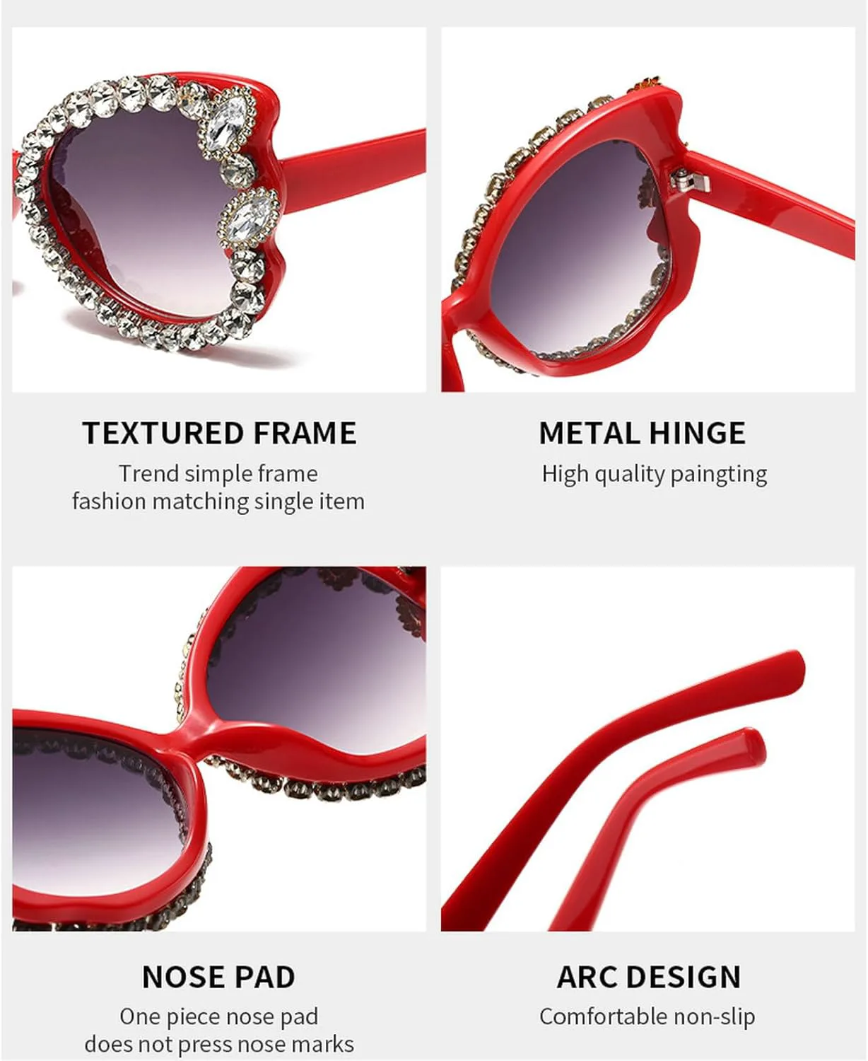 Ретро-солнцезащитные очки «кошачий глаз» со стразами, винтажные большие солнцезащитные очки с бриллиантами для женщин и девушек, очки для вечеринок mincl, Red
Ретро-солнцезащитные очки «кошачий глаз» со стразами, винтажные большие солнцезащитные очки с бриллиантами для женщин и девушек, очки для вечеринок mincl, Red