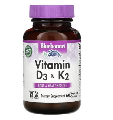 Витамины D3 и K2 60 капсул Bluebonnet Nutrition
Витамины D3 и K2 60 капсул Bluebonnet Nutrition