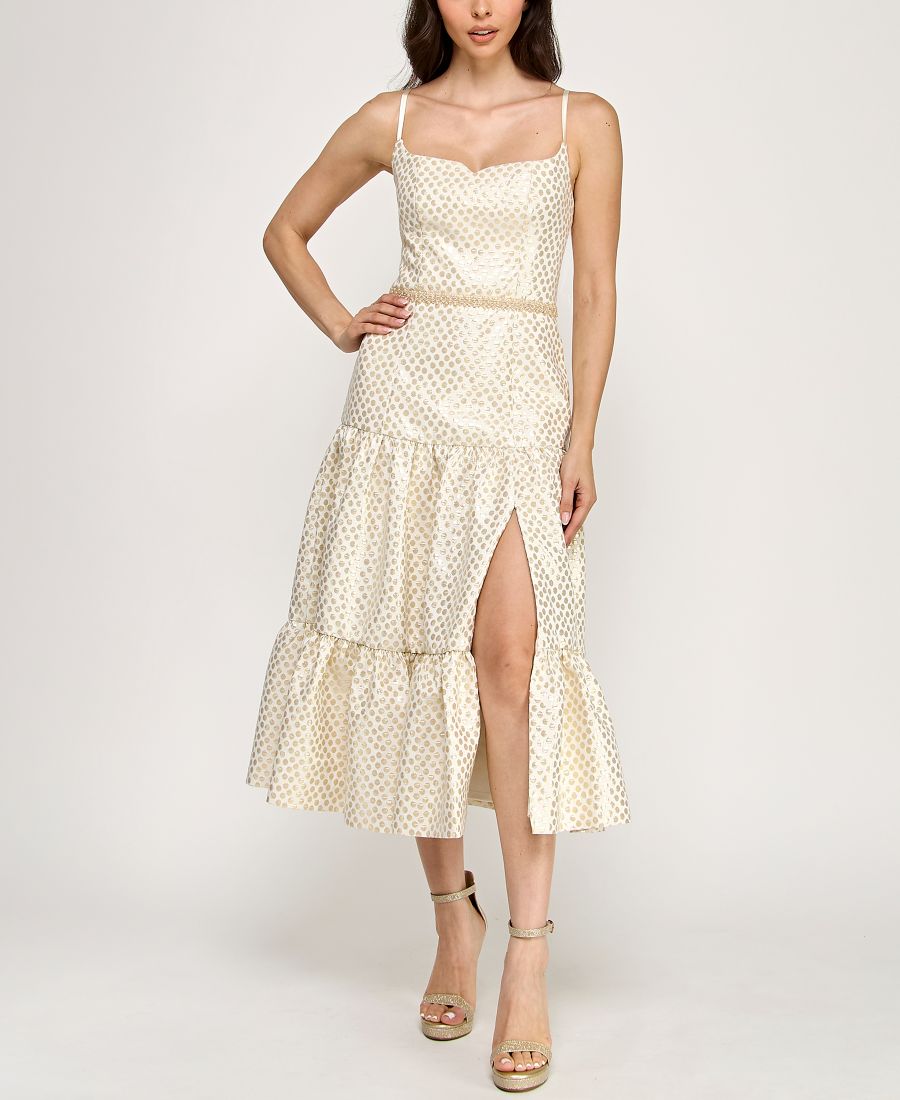 Детское платье длиной до колена с жаккардовым узором в горошек Violet Weekend, Ivory Gold
Детское платье длиной до колена с жаккардовым узором в горошек Violet Weekend, Ivory Gold