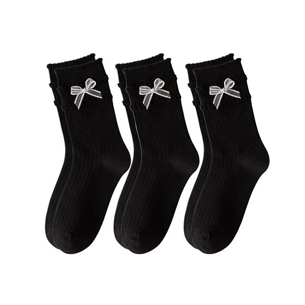 Набор из 3 пар женских хлопковых носков с резинкой и атласным бантом Anna-Kaci, Black
Набор из 3 пар женских хлопковых носков с резинкой и атласным бантом Anna-Kaci, Black