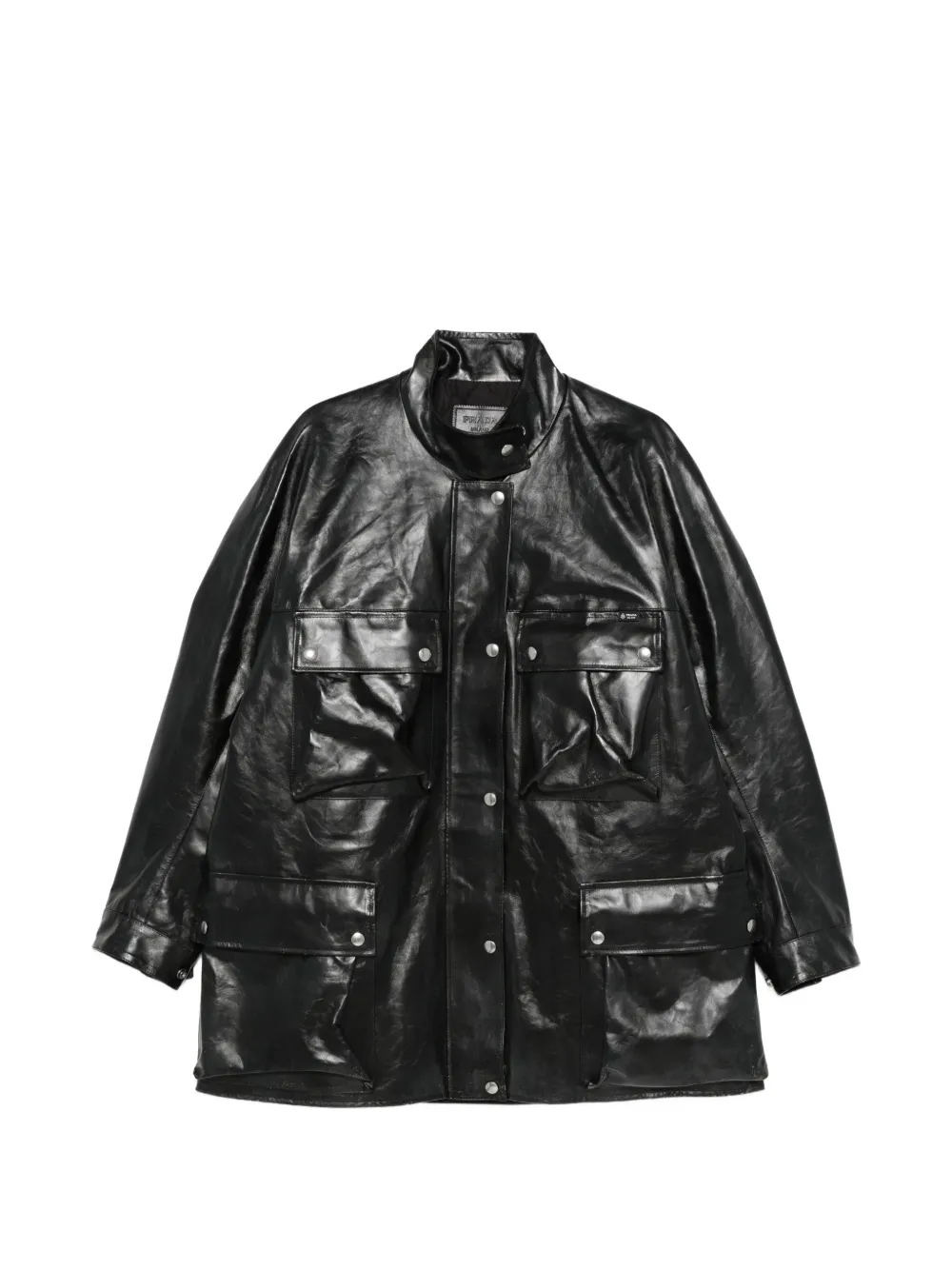 Кожаное пальто на молнии Prada, черный
Кожаное пальто на молнии Prada, черный