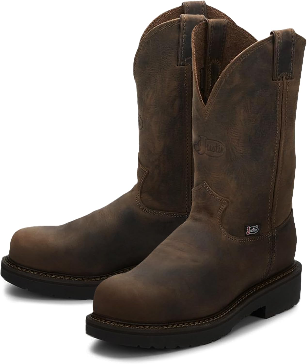 Ботинки Justin Balusters 11 с стальным носком для мужчин - круглый носок, натуральная кожа полного тиснения, ботинки с защелкой и стальным носком, с противоскользящей подошвой, соответствует стандарту EH, Bay Gaucho
Ботинки Justin Balusters 11 с стальным носком для мужчин - круглый носок, натуральная кожа полного тиснения, ботинки с защелкой и стальным носком, с противоскользящей подошвой, соответствует стандарту EH, Bay Gaucho