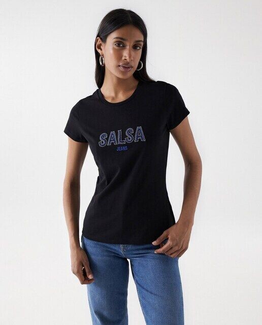 Женская футболка с короткими рукавами и фирменной деталью Salsa Jeans, черный
Женская футболка с короткими рукавами и фирменной деталью Salsa Jeans, черный