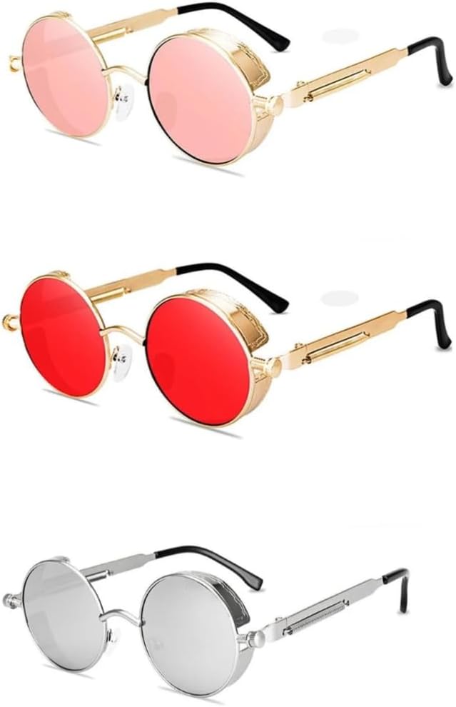 Классические солнцезащитные очки в стиле стимпанк для мужчин и женщин, винтажные круглые очки, модные очки для вождения с защитой от УФ-излучения UV400 UQKY, Pink/Red/White
Классические солнцезащитные очки в стиле стимпанк для мужчин и женщин, винтажные круглые очки, модные очки для вождения с защитой от УФ-излучения UV400 UQKY, Pink/Red/White