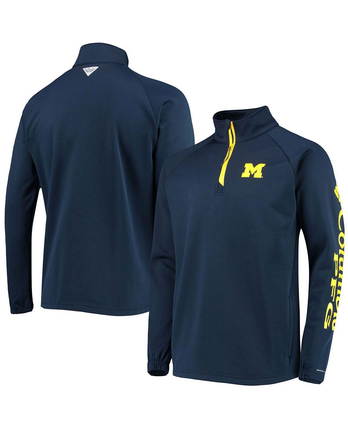 Мужская темно-синяя куртка michigan wolverines terminal tackle из флиса реглан omni-shade с молнией на четверть Columbia, синий 
Мужская темно-синяя куртка michigan wolverines terminal tackle из флиса реглан omni-shade с молнией на четверть Columbia, синий