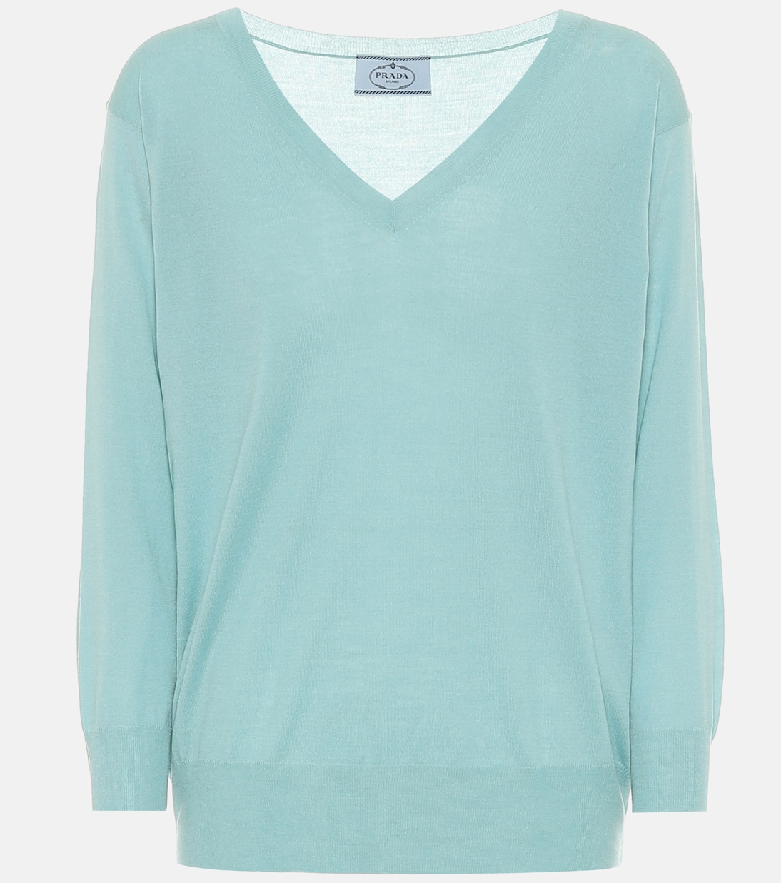 Свитер из чистой шерсти Prada, светло-синий 
Свитер из чистой шерсти Prada, светло-синий