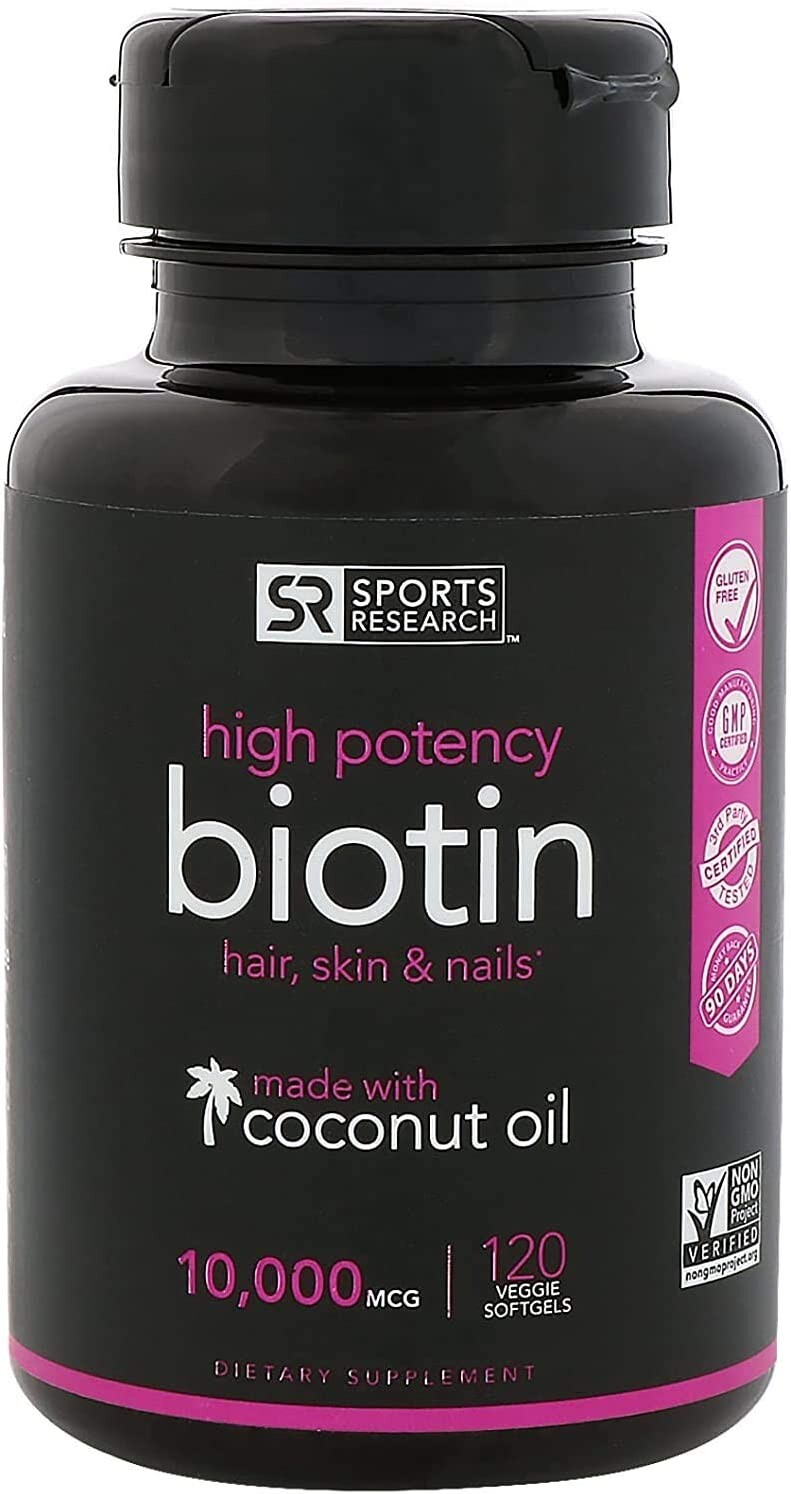 Биотин Sports research 10000 мкг, 120 мягких капсул
Биотин Sports research 10000 мкг, 120 мягких капсул