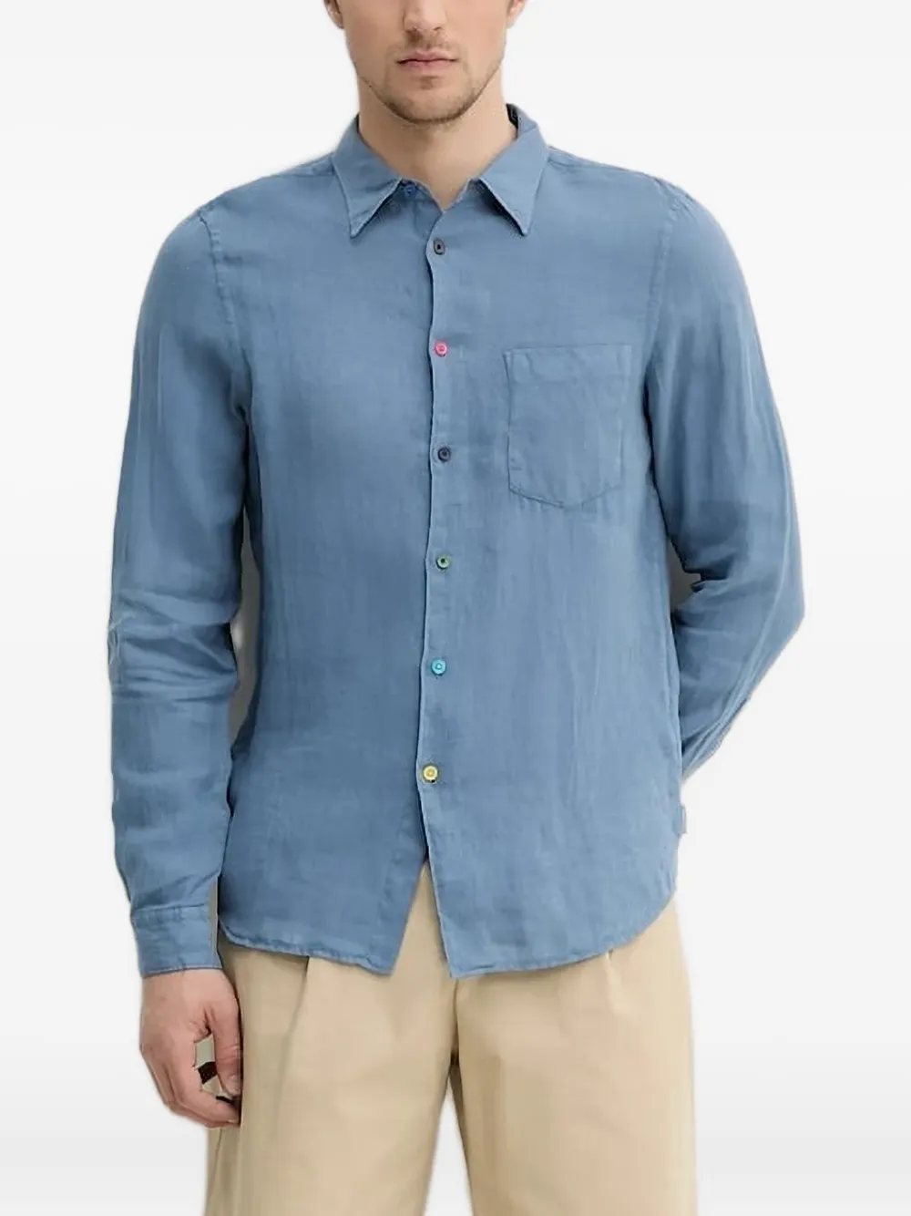 Льняная рубашка с разноцветными пуговицами PS Paul Smith, синий
Льняная рубашка с разноцветными пуговицами PS Paul Smith, синий