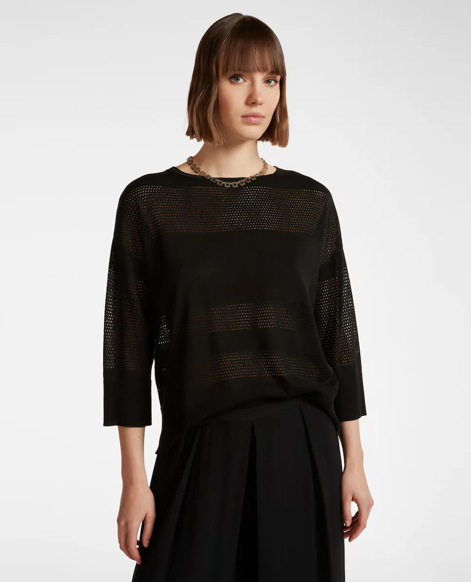 Женский джемпер с перфорацией и рукавами три четверти Elena Miró, черный
Женский джемпер с перфорацией и рукавами три четверти Elena Miró, черный