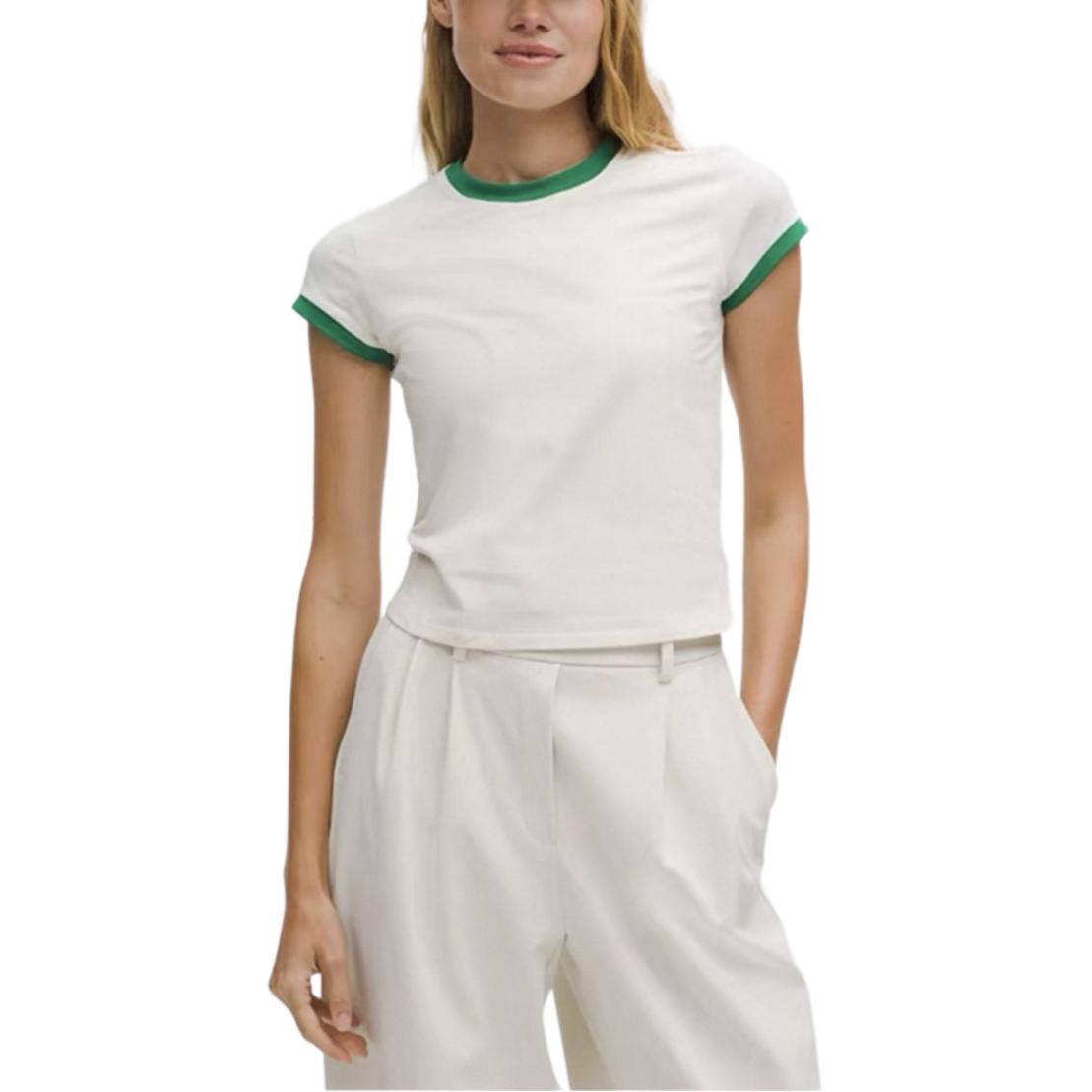 Обычная футболка женская Lululemon, светлая слоновая кость/зеленый
Обычная футболка женская Lululemon, светлая слоновая кость/зеленый