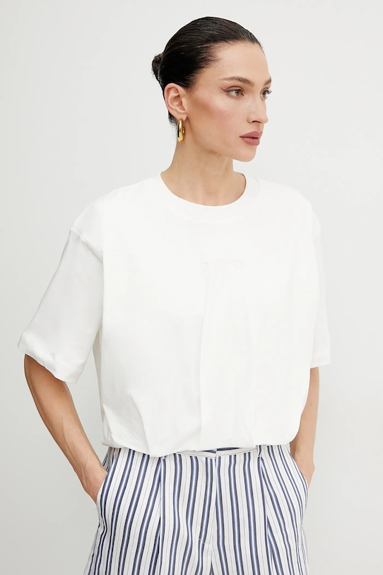 Хлопковая футболка Pinko, белый 
Хлопковая футболка Pinko, белый