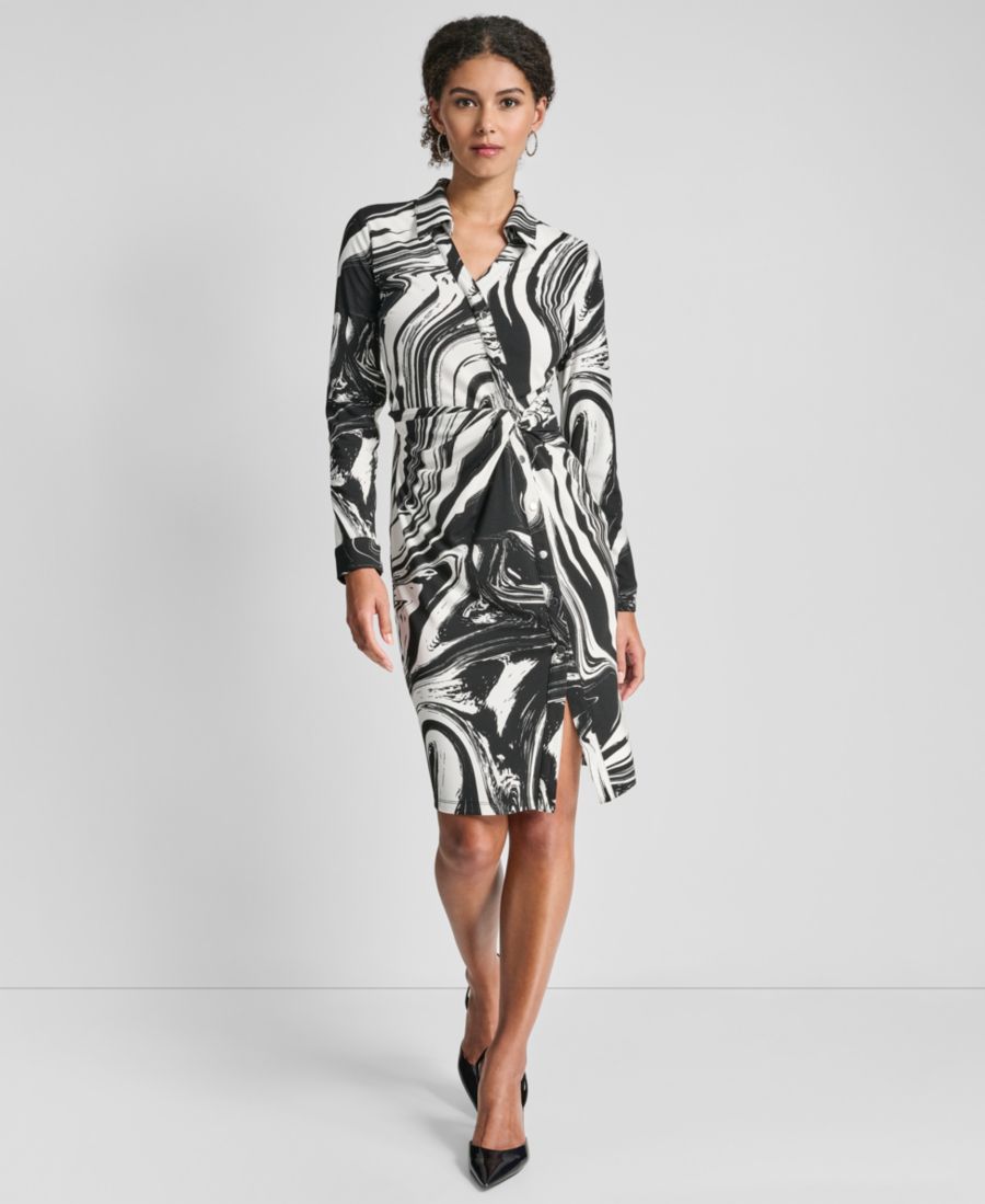 Платье с длинными рукавами, завязанным узлом и поясом, имитирующее запах DKNY, Black/Ivory
Платье с длинными рукавами, завязанным узлом и поясом, имитирующее запах DKNY, Black/Ivory