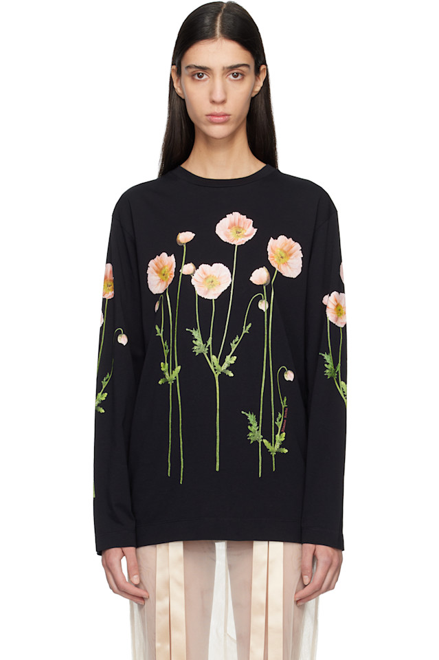 Футболка с длинными рукавами с принтом маковых полей Simone Rocha, черный
Футболка с длинными рукавами с принтом маковых полей Simone Rocha, черный