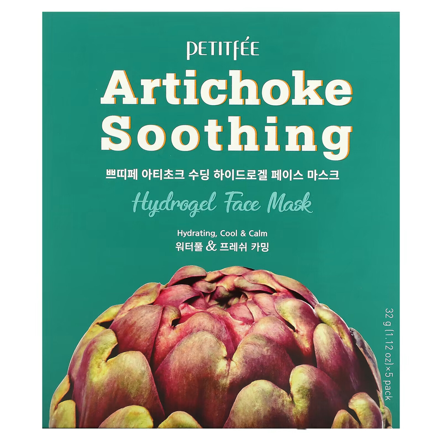 Petitfee, Artichoke Soothing, успокаивающая гидрогелевая маска для лица с артишоком, 5 шт., по 32 г (1,12 унции)
Petitfee, Artichoke Soothing, успокаивающая гидрогелевая маска для лица с артишоком, 5 шт., по 32 г (1,12 унции)